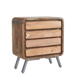Indian Hub Aspen 4 Drawer Wide Chest - Metal/Wood - L38 x W70 x H70 cm in Brown - thumbnail 1