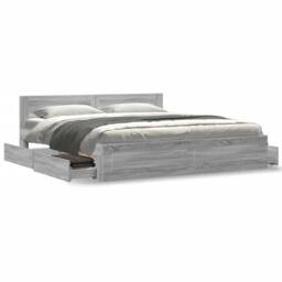 Berkfield Home Bed Frame with Headboard without Mattress Grey Sonoma 200x200 cm - thumbnail 4