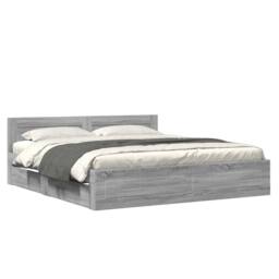 Berkfield Home Bed Frame with Headboard without Mattress Grey Sonoma 200x200 cm - thumbnail 1