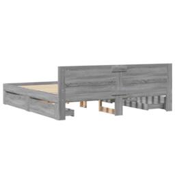 Berkfield Home Bed Frame with Headboard without Mattress Grey Sonoma 200x200 cm - thumbnail 7