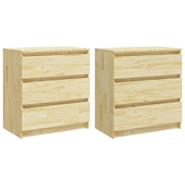 Berkfield Home Bedside Cabinets 2 pcs 60x36x64 cm Solid Pinewood in Natural - Size: 60 x 36 x 64 cm - image 1