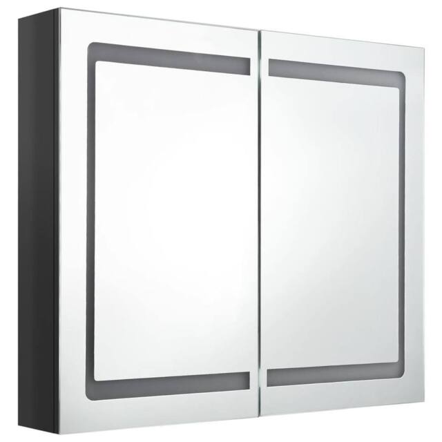 Berkfield Home LED Bathroom Mirror Cabinet Shining Black 80x12x68 cm - Size: 80 x 12 x 68 cm - image 1