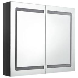 Berkfield Home LED Bathroom Mirror Cabinet Shining Black 80x12x68 cm - Size: 80 x 12 x 68 cm
