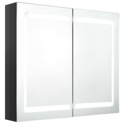 Berkfield Home LED Bathroom Mirror Cabinet Shining Black 80x12x68 cm - Size: 80 x 12 x 68 cm - thumbnail 3