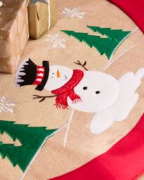 Dibor Traditional Red Snowman Christmas Tree Decoration Christmas Tree Skirt 86cm - thumbnail 5