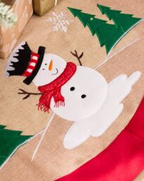 Dibor Traditional Red Snowman Christmas Tree Decoration Christmas Tree Skirt 86cm - thumbnail 4
