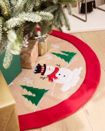 Dibor Traditional Red Snowman Christmas Tree Decoration Christmas Tree Skirt 86cm - thumbnail 2