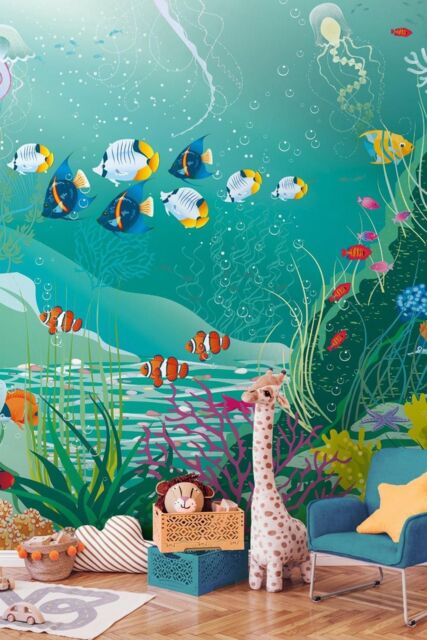 Origin Murals Under The Sea Adventure Wall Mural in Jade - Size: W300 cm x H240 cm - image 1