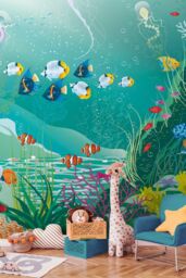 Origin Murals Under The Sea Adventure Wall Mural in Jade - Size: W300 cm x H240 cm - thumbnail 1