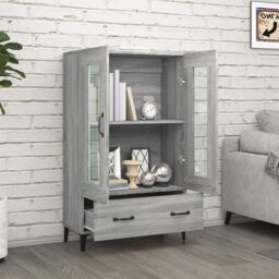Berkfield Home Highboard Grey Sonoma 70x31x115 cm Engineered Wood - Size: 70 x 31 x 115 cm - thumbnail 3