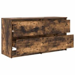 Berkfield Home TV Cabinet Smoked Oak 100x35x54 cm Engineered Wood in Brown - Size: 100 x 35 x 54 cm - thumbnail 5
