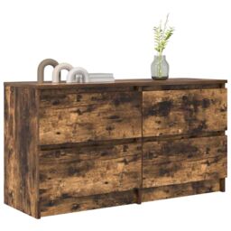 Berkfield Home TV Cabinet Smoked Oak 100x35x54 cm Engineered Wood in Brown - Size: 100 x 35 x 54 cm - thumbnail 4