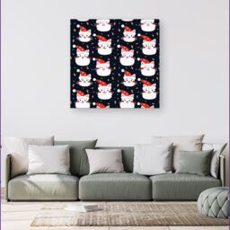 Warren Reed - Designer Cute Cats Wearing Santa Claus Hats Canvas in Red - Size: w40 inch x h40 inch - thumbnail 4