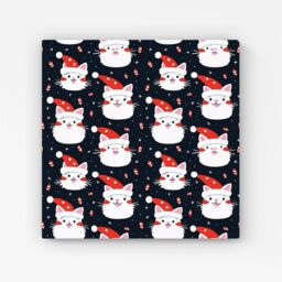 Warren Reed - Designer Cute Cats Wearing Santa Claus Hats Canvas in Red - Size: w40 inch x h40 inch - thumbnail 1