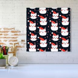 Warren Reed - Designer Cute Cats Wearing Santa Claus Hats Canvas in Red - Size: w40 inch x h40 inch - thumbnail 2