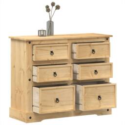 Berkfield Home Chest of Drawers Corona 110x43x91 cm Solid Wood Pine in Light Brown - Size: 110 x 43 x 91 cm - thumbnail 2