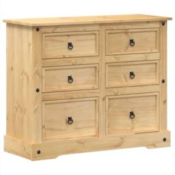 Berkfield Home Chest of Drawers Corona 110x43x91 cm Solid Wood Pine in Light Brown - Size: 110 x 43 x 91 cm - thumbnail 1