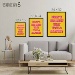 "Artery8 What's The Best That Could Happen Yellow Pink Framed Canvas Art Print - Size: W12"" x H16""" - thumbnail 4