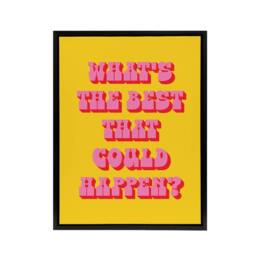 "Artery8 What's The Best That Could Happen Yellow Pink Framed Canvas Art Print - Size: W12"" x H16""" - thumbnail 1
