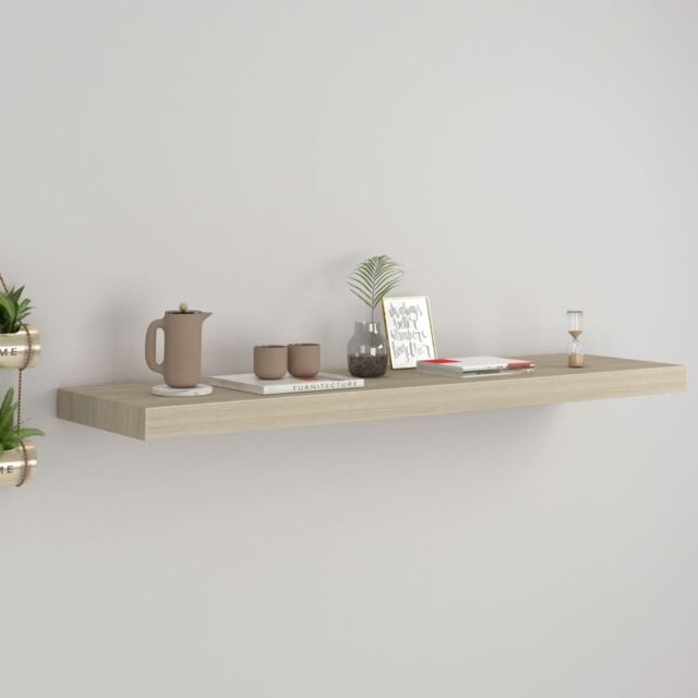 Berkfield Home Floating Wall Shelf Oak 90x23.5x3.8 cm MDF in Brown - image 1