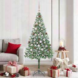 Berkfield Home Artificial Christmas Tree with Stand Green 180 cm PVC & Steel - thumbnail 1