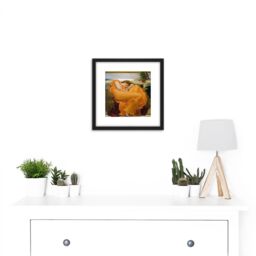 Artery8 Leighton Flaming June Painting 8X8 Inch Square Wooden Framed Wall Art Print Picture with Mount in Black - thumbnail 2