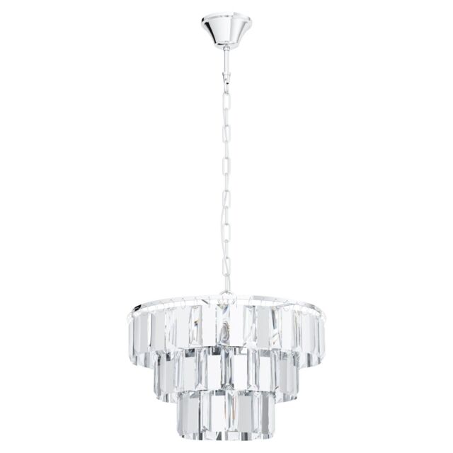 Loops Pendant Ceiling Light Colour Chrome Shade Clear Crystal Bulb E14 5x40W - image 1
