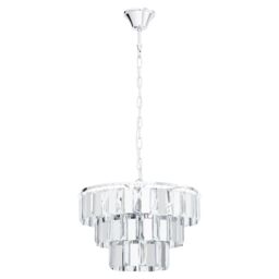 Loops Pendant Ceiling Light Colour Chrome Shade Clear Crystal Bulb E14 5x40W