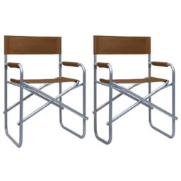 Berkfield Home Comfortable Director's Chairs 2 pcs Steel Brown - thumbnail 2