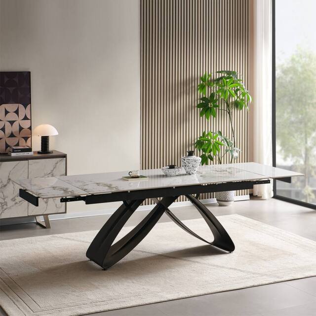 Home Detail Berrie Extending White Sintered Stone Ceramic Dining Table - image 1