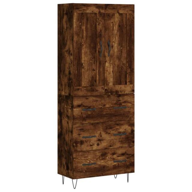 Berkfield Home Highboard Smoked Oak 69.5x34x180 cm Engineered Wood in Brown - image 1