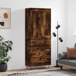 Berkfield Home Highboard Smoked Oak 69.5x34x180 cm Engineered Wood in Brown - thumbnail 2