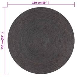 Berkfield Home Handmade Rug Jute Round 150 cm Dark Grey - Size: 100 cm diameter - thumbnail 6