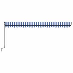 Berkfield Home Manual Retractable Awning with LED 500x350 cm Blue & White - thumbnail 4