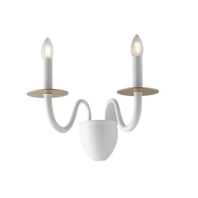 Netlighting ARMSTRONG Twin 2 Light Candle Wall Light White 45x36x26cm - Size: 45 x 36 x 26 cm