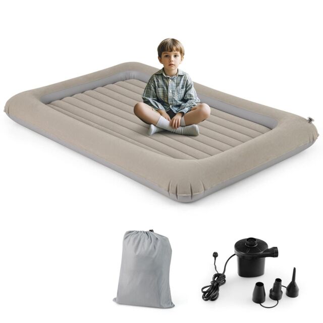 Costway Inflatable Toddler Travel Bed Portable Kids Air Mattress Set in Grey - image 1