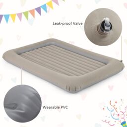 Costway Inflatable Toddler Travel Bed Portable Kids Air Mattress Set in Grey - thumbnail 5
