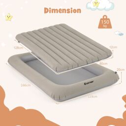 Costway Inflatable Toddler Travel Bed Portable Kids Air Mattress Set in Grey - thumbnail 6