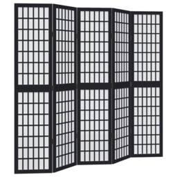 Berkfield Home Room Divider 5 Panels Black Solid Wood Paulownia