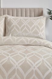 Soiree 'Belfort' Woven Geo Velvet Duvet Cover Set in Ivory - Size: Super King - thumbnail 2