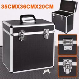 VOGREX Vinyl LP Storage Box Vinyl Record Storage Case Duty Lockable Box in Black - thumbnail 6