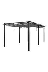Living and Home 10x20ft Aluminium Pergola with Retractable Roof in Light Grey - thumbnail 4
