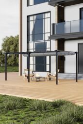 Living and Home 10x20ft Aluminium Pergola with Retractable Roof in Light Grey - thumbnail 3