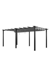 Living and Home 10x20ft Aluminium Pergola with Retractable Roof in Light Grey - thumbnail 6