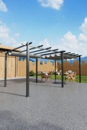 Living and Home 10x20ft Aluminium Pergola with Retractable Roof in Light Grey - thumbnail 2