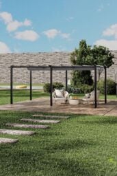 Living and Home 10x20ft Aluminium Pergola with Retractable Roof in Light Grey - thumbnail 1