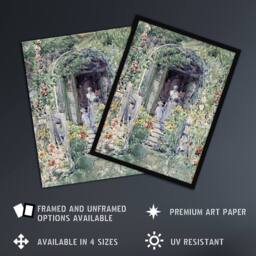 Artery8 The Garden In Its Glory Floral Painting Hassam Framed Wall Art Print in Green - Size: A4 - thumbnail 2