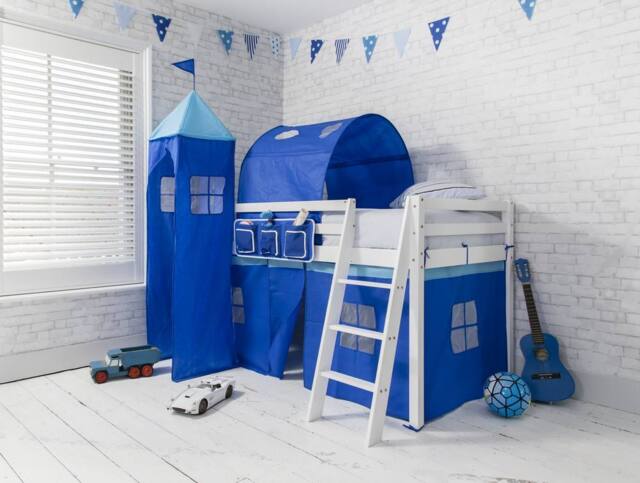 Nöa and Nani Moro Cabin Bed Midsleeper with Blue NW Package in White - Size: Single - image 1