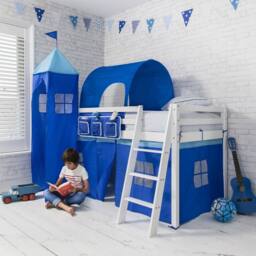 Nöa and Nani Moro Cabin Bed Midsleeper with Blue NW Package in White - Size: Single - thumbnail 4