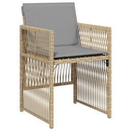 Berkfield Home 5 Piece Garden Dining Set with Cushions Beige Poly Rattan - thumbnail 6